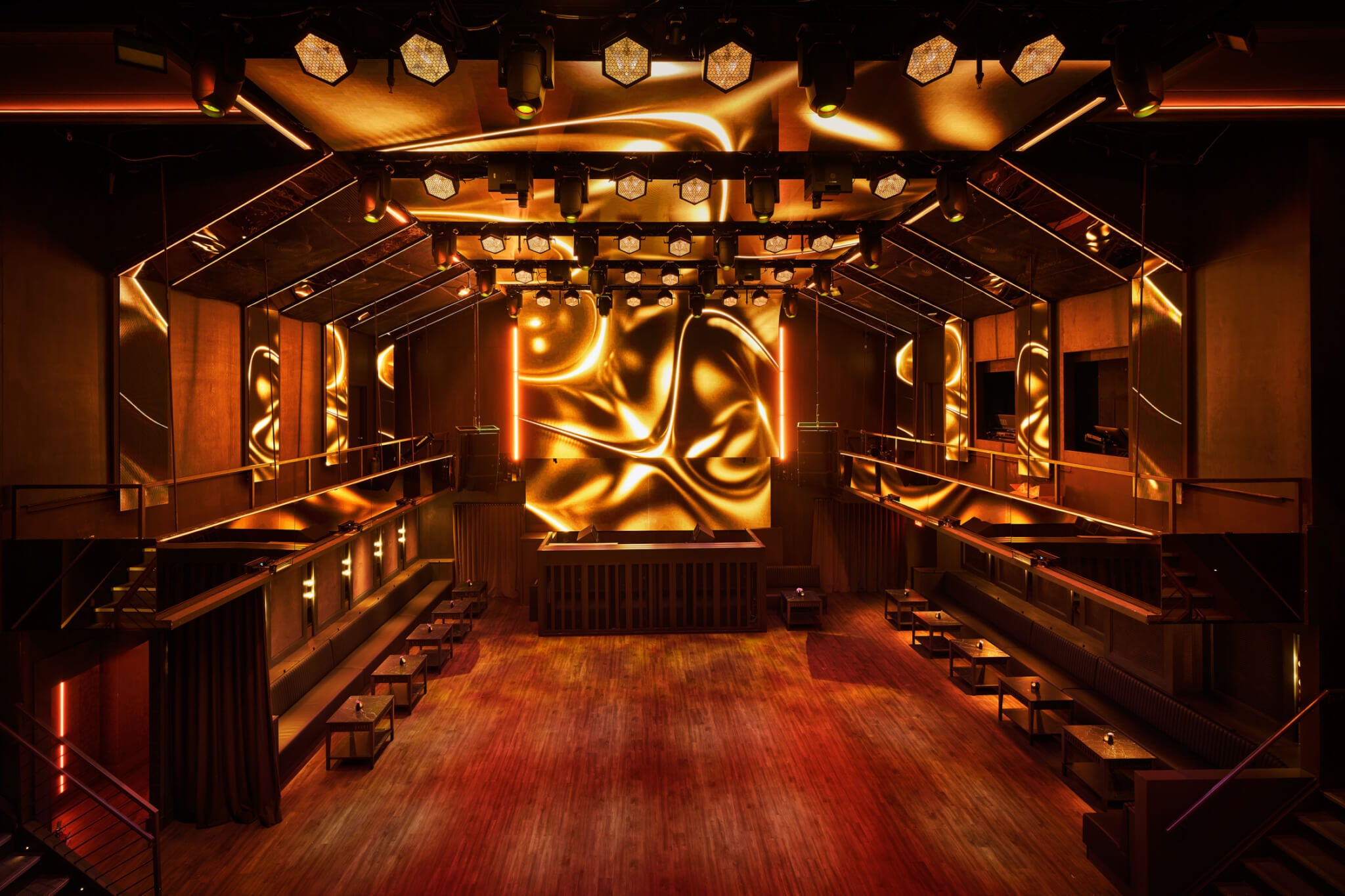 The illuminated main room and dance floor at Marquee New York